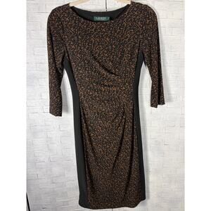 Lauren Ralph Lauren women's dress animal print 3/4 length sleeve asymmetrical